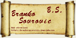 Branko Sovrović vizit kartica